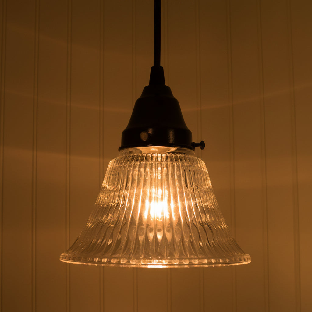 Heavy Vintage Clear Holophane Glass