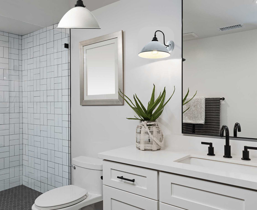Large White Enamel Wall Sconce Light