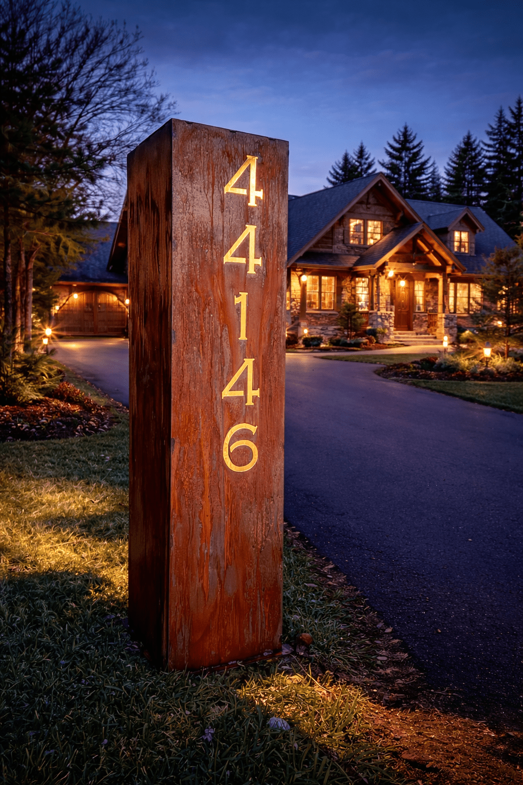 Wide Profile Home Address Solar Pillar Steel