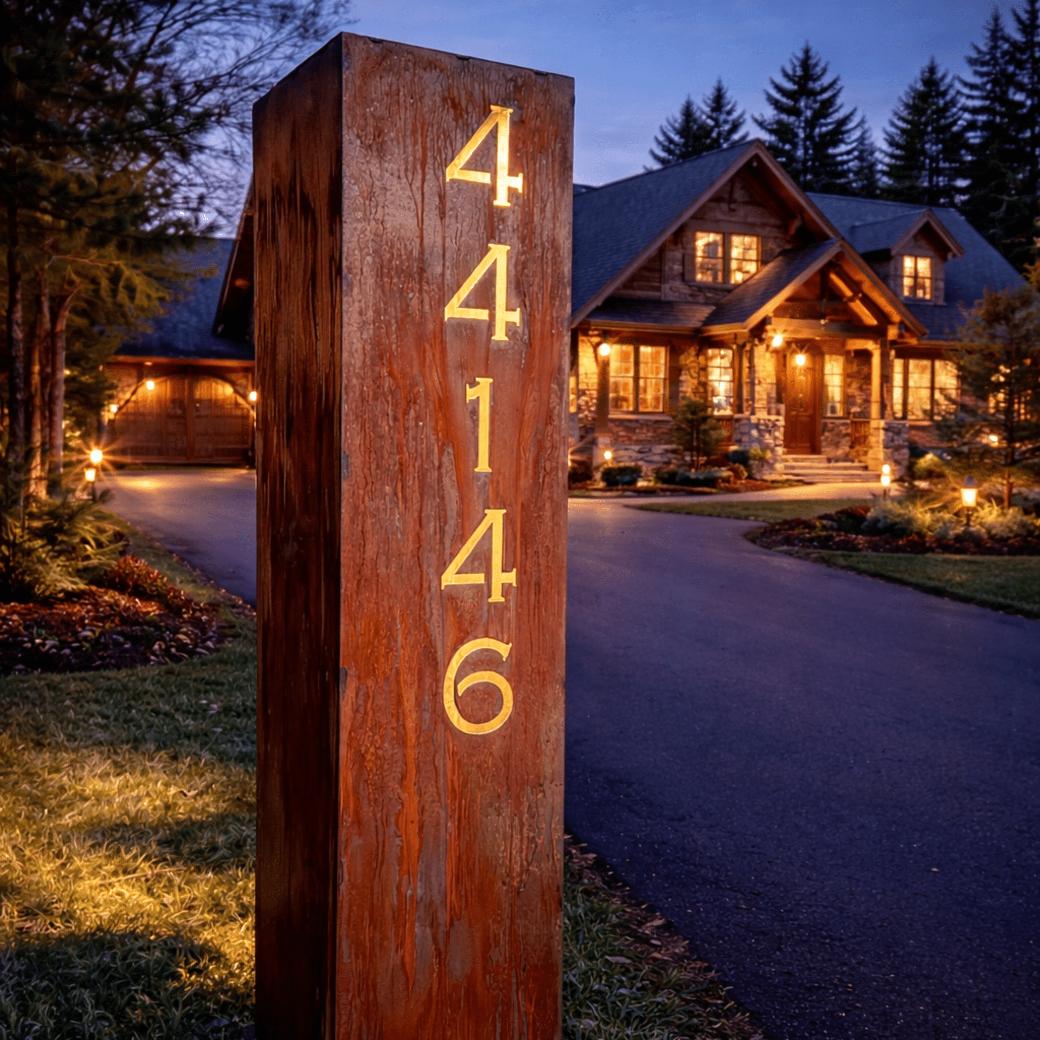 Wide Profile Home Address Solar Pillar Steel