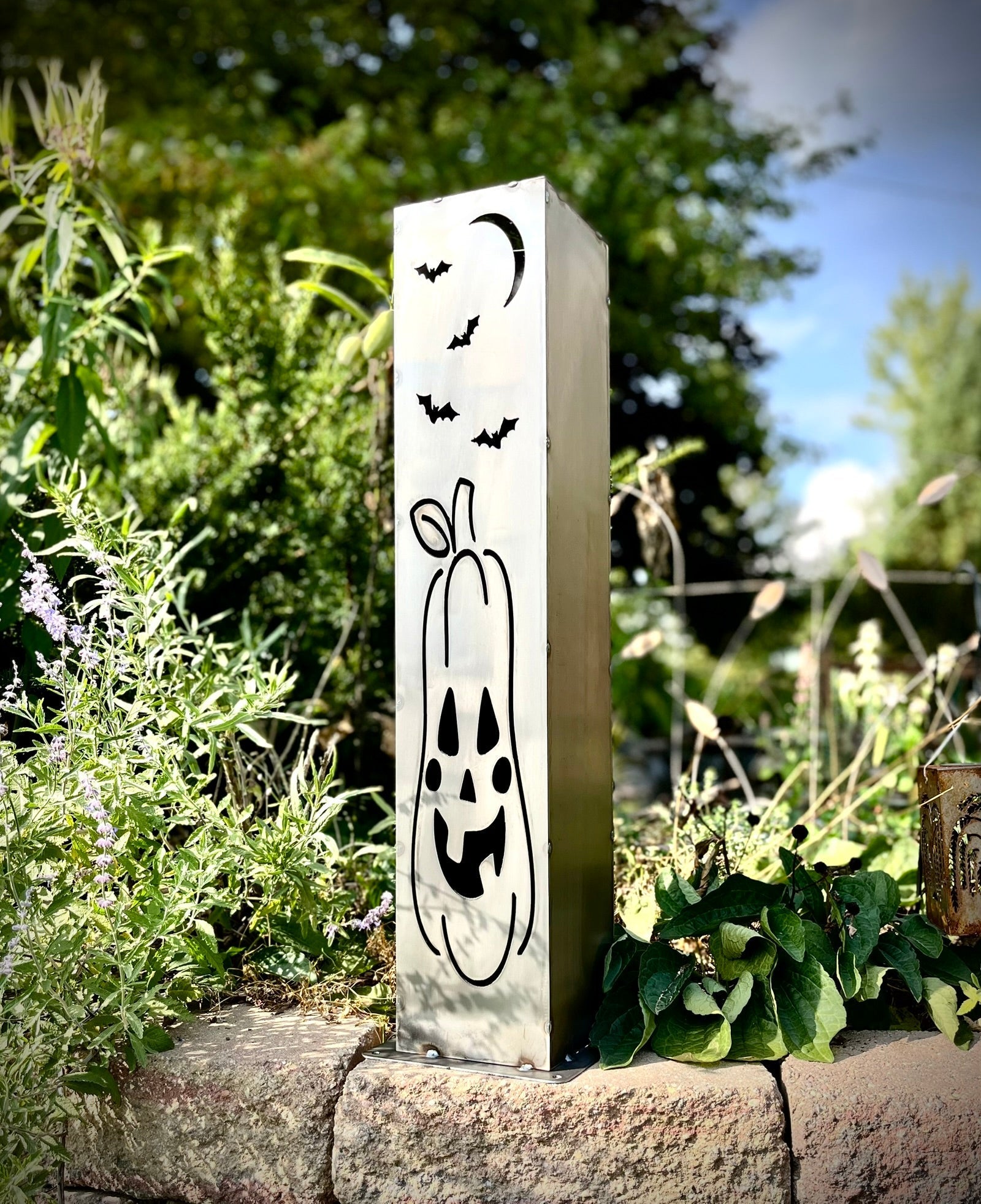 XL Jack-O-Lantern Solar Pillars - Steel