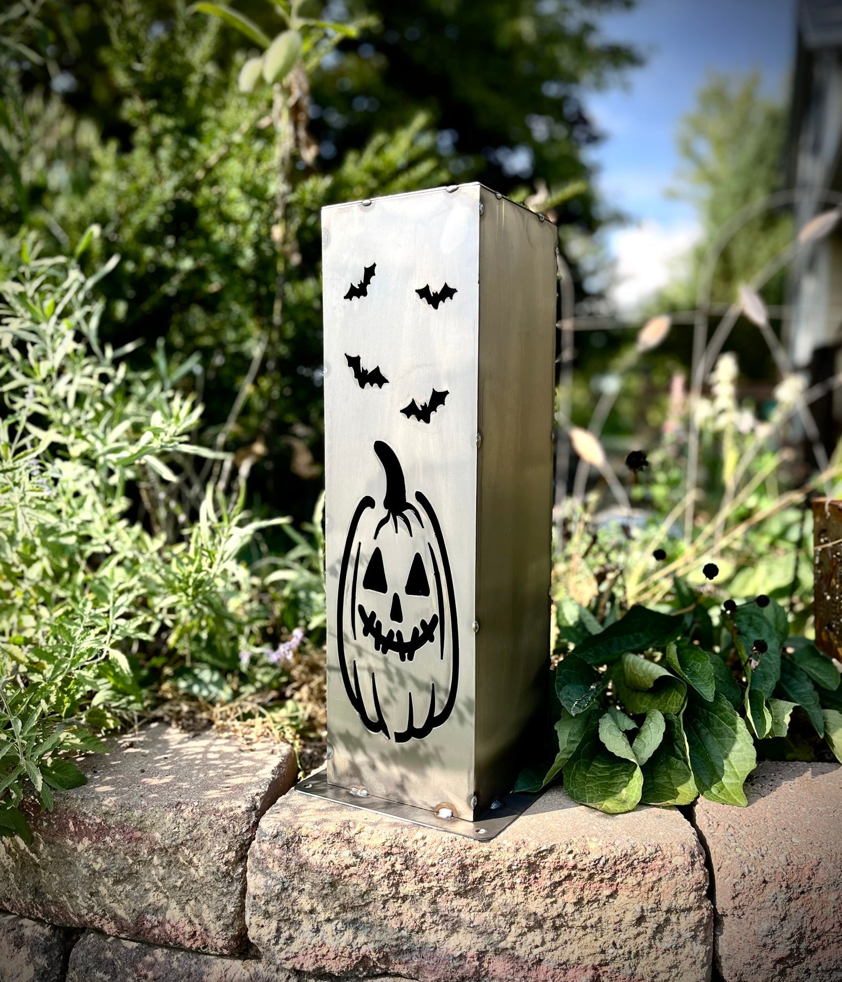XL Jack-O-Lantern Solar Pillars - Steel
