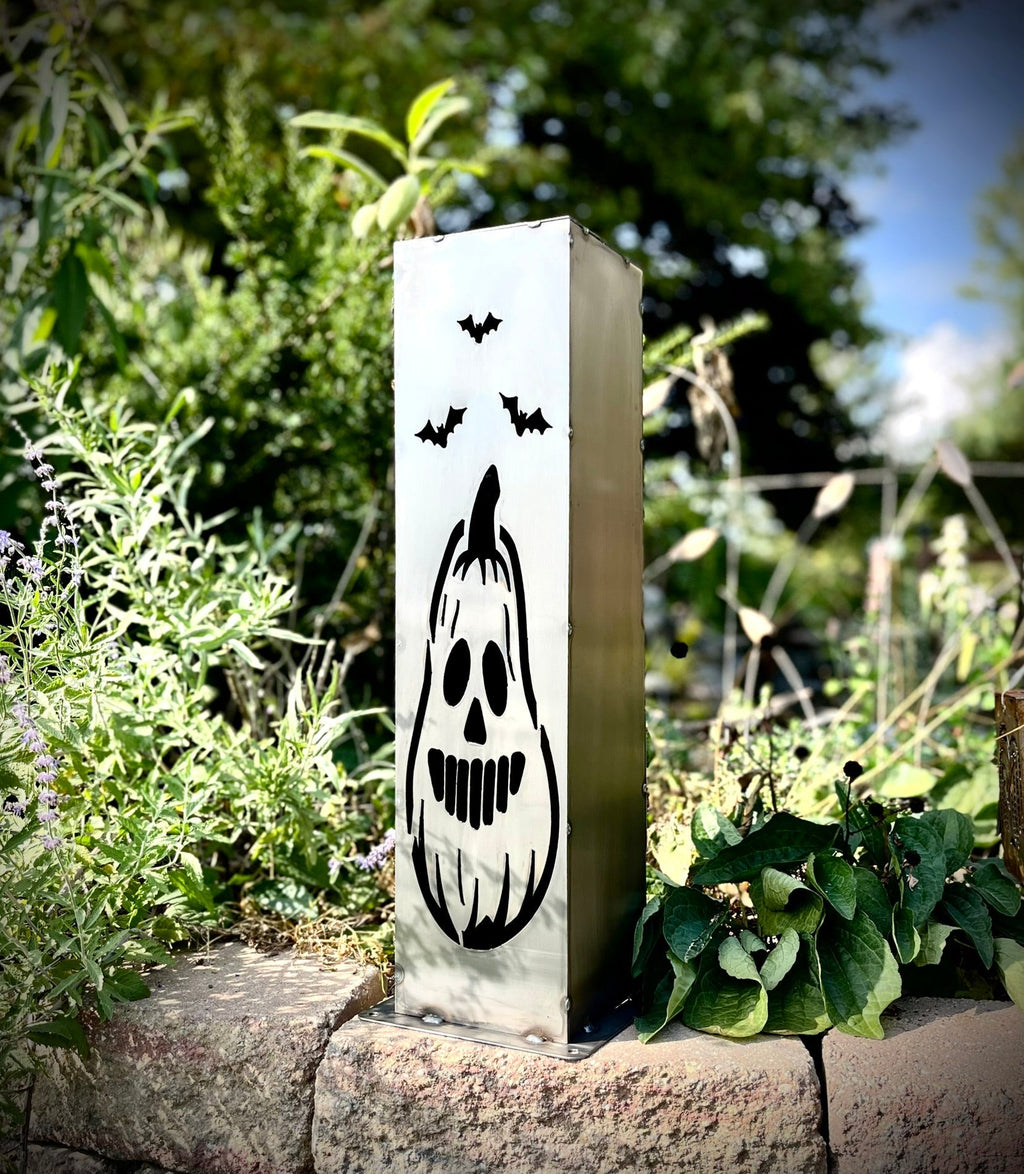 XL Jack-O-Lantern Solar Pillars - Steel