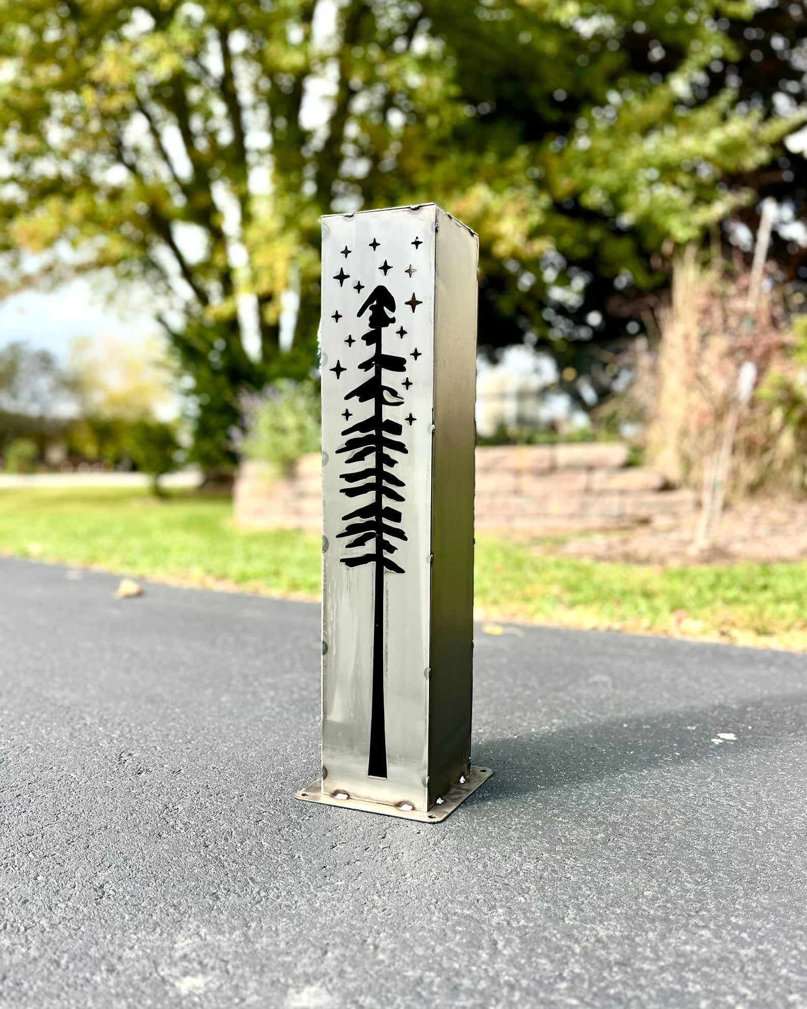 XL Pine Night Sky Solar Luminary Pillar