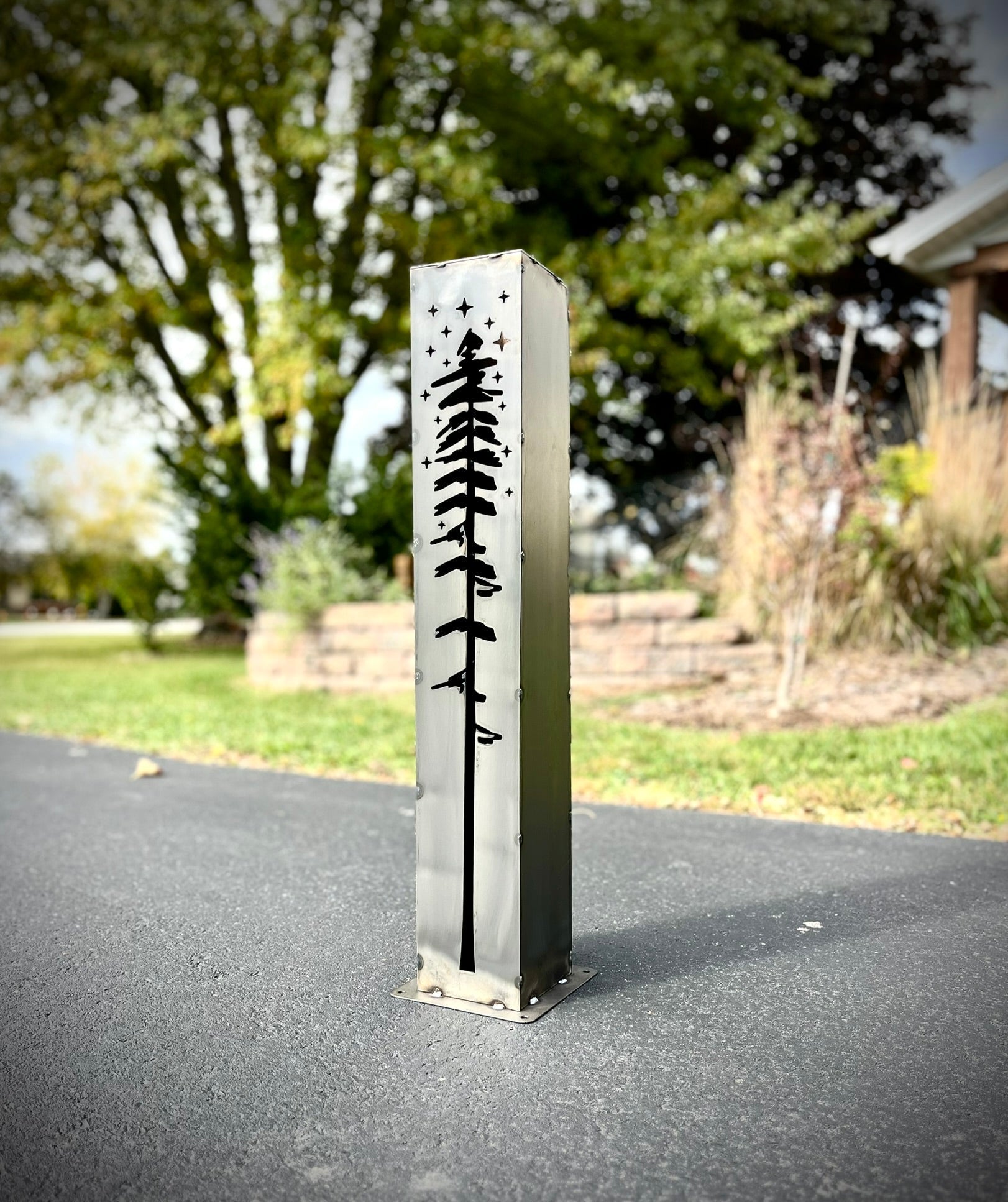 XL Pine Night Sky Solar Luminary Pillar