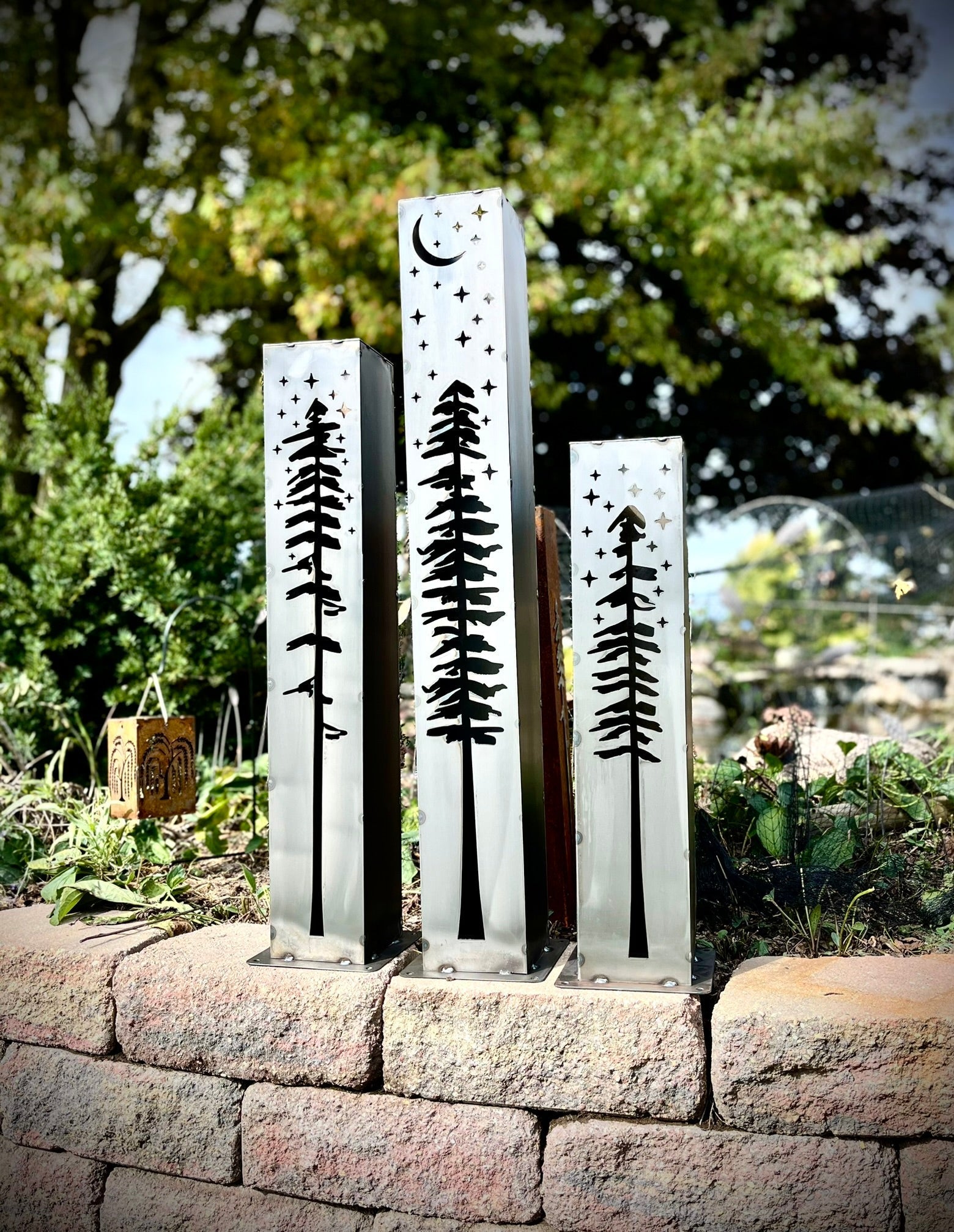 XL Pine Night Sky Solar Luminary Pillar