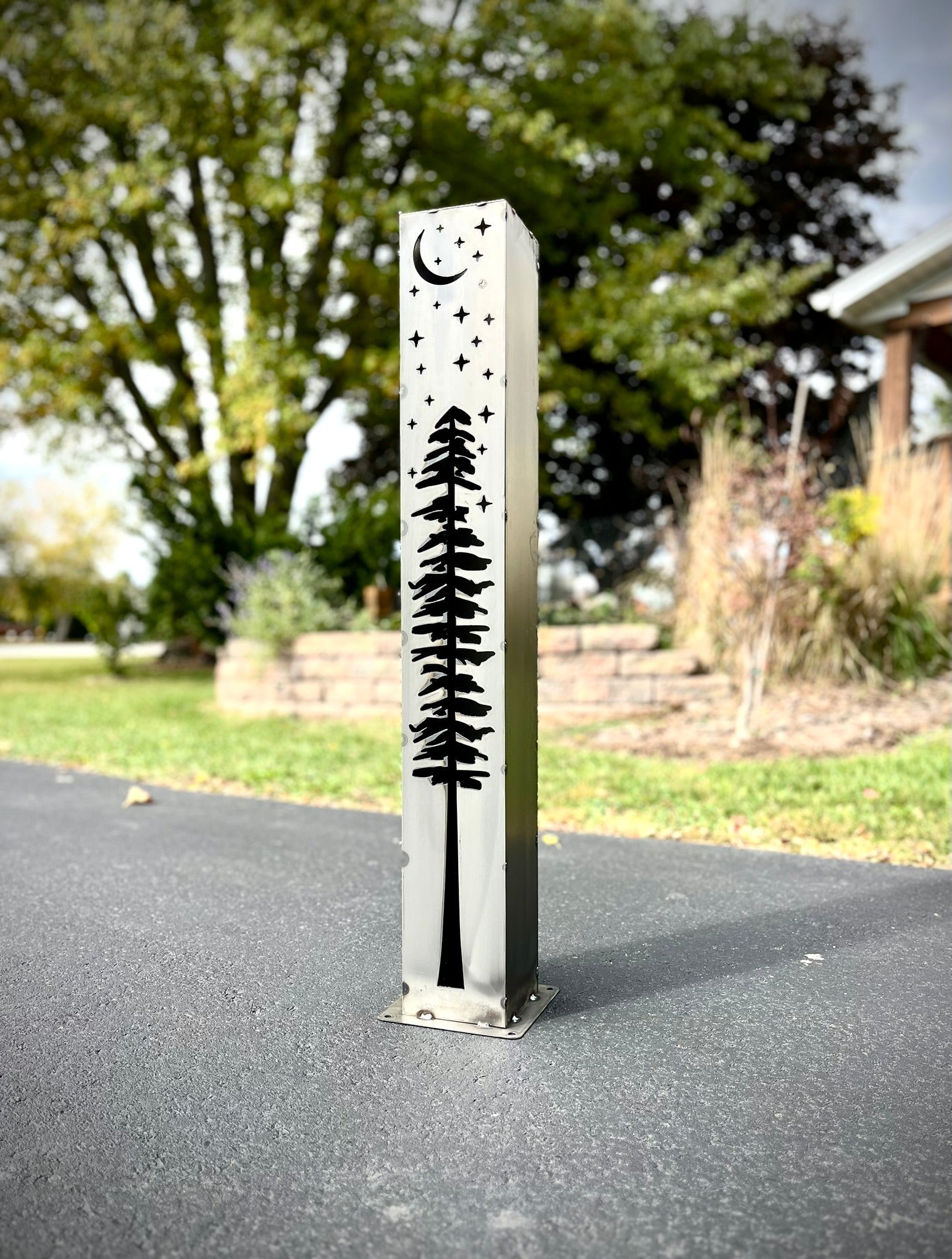 XL Pine Night Sky Solar Luminary Pillar