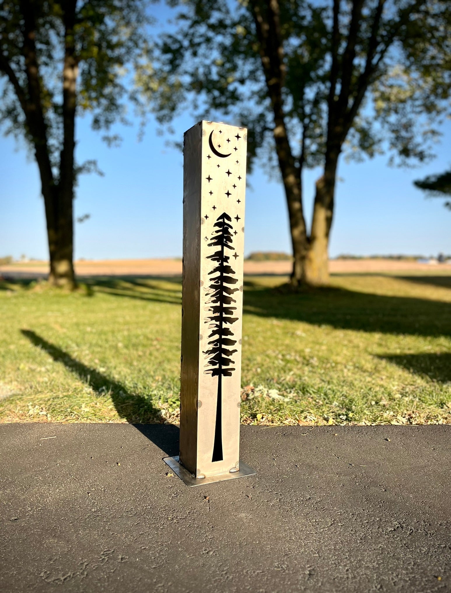 XL Pine Night Sky Solar Luminary Pillar