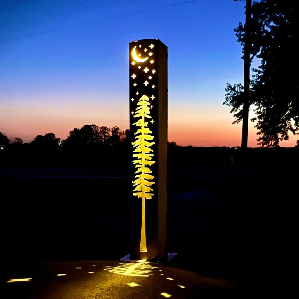 XL Pine Night Sky Solar Luminary Pillar