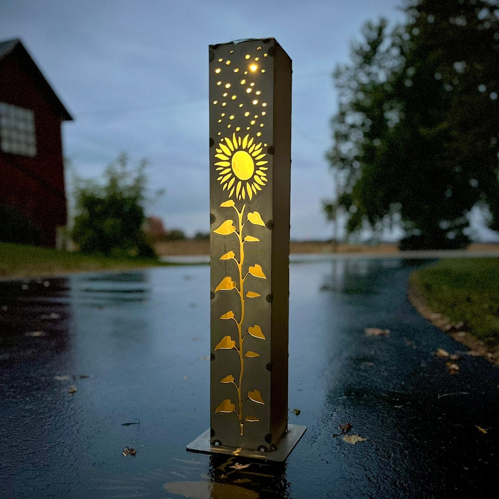 XL Square Sunflower Solar Pillar Multiple Sizes