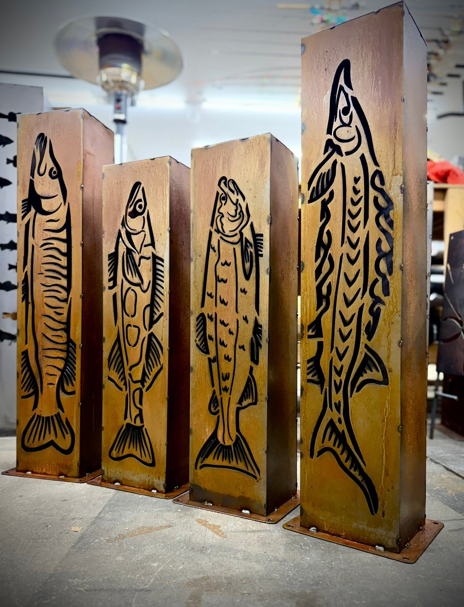 XL Steel Fish Luminary Pillar