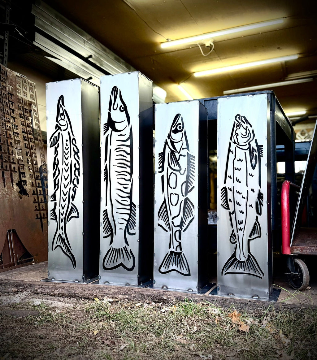 XL Steel Fish Luminary Pillar