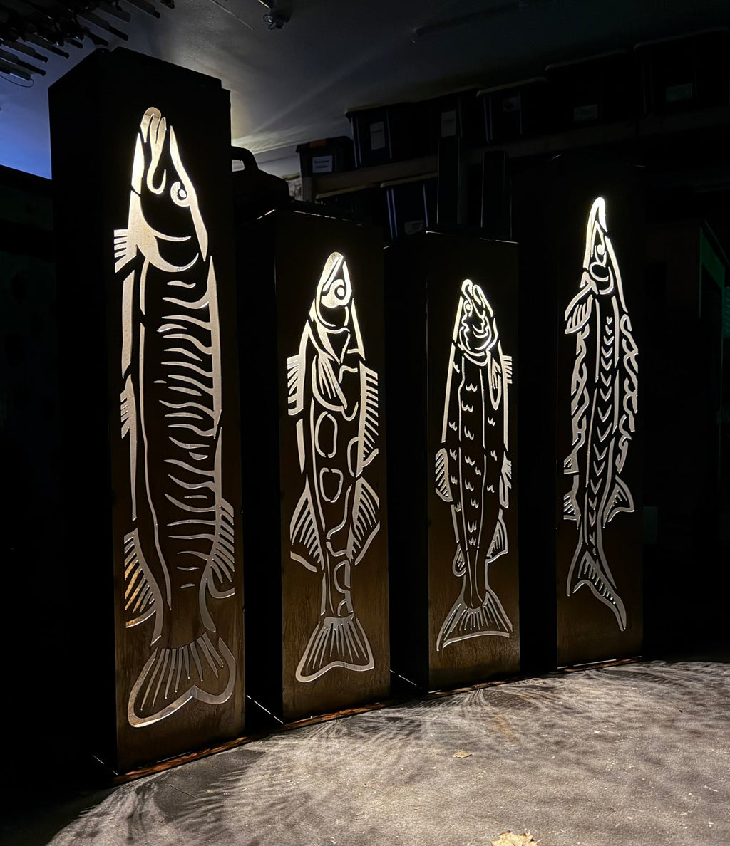 XL Steel Fish Luminary Pillar